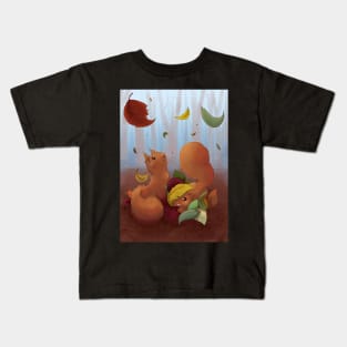 Squirrels playing in leaves Kids T-Shirt